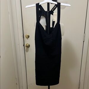 Ponte Cutout Bondage Dress with Back Zipper